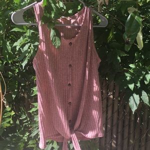 Olivia Rae faux button-up sleeveless tie tank